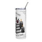 "Living My Best Life One Dark Book At A Time" Gothic Skull & Roses — 20oz Stainless Tumbler
