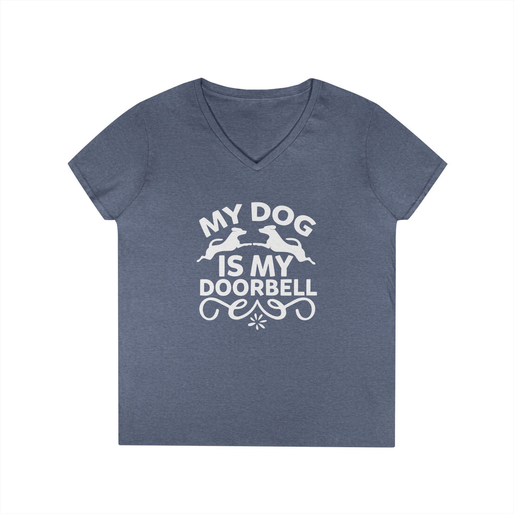 "My Dog Is My Doorbell" Women's V-Neck Tee