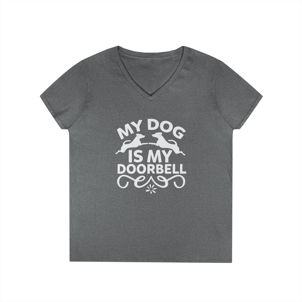"My Dog Is My Doorbell" Women's V-Neck Tee