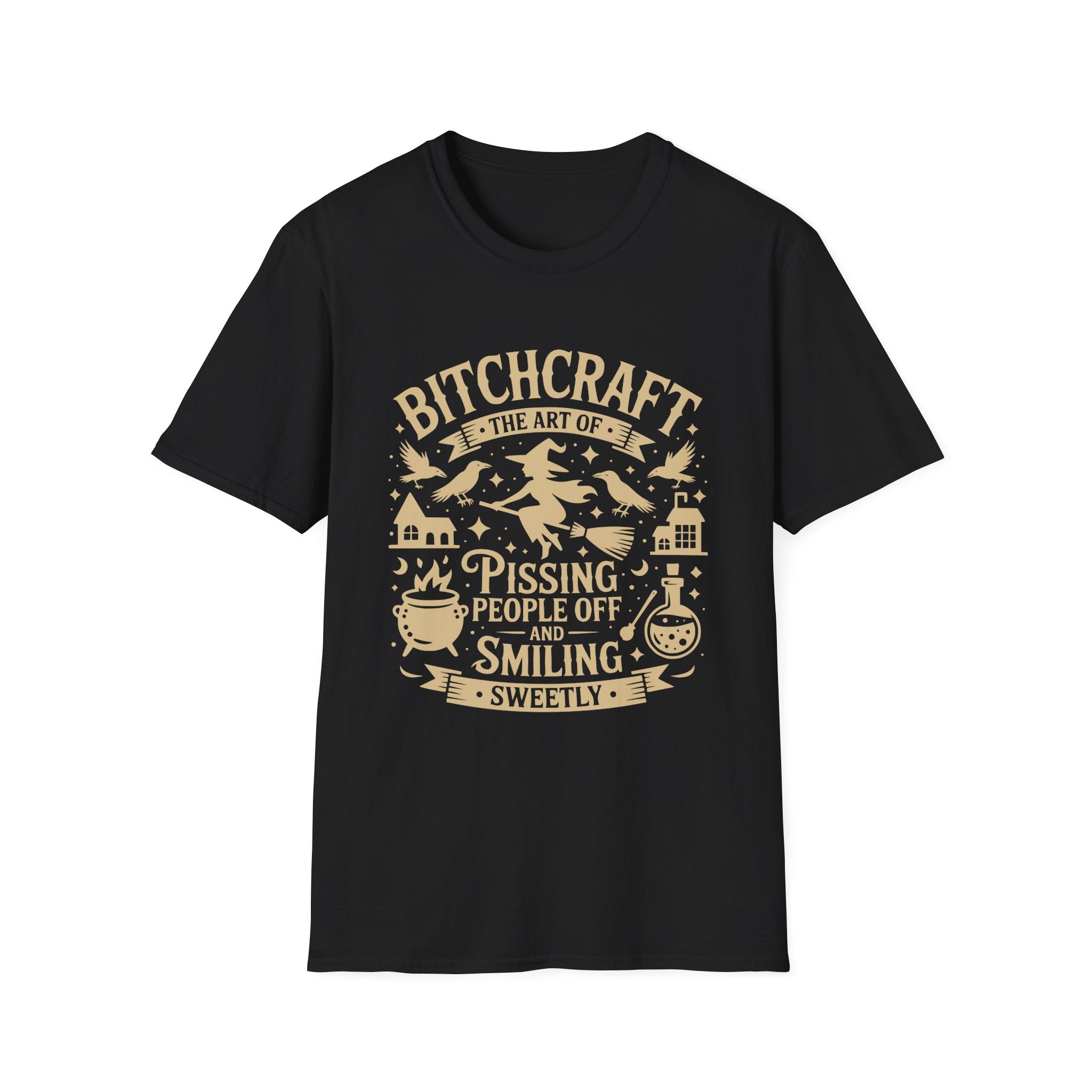 "Bitchcraft The Art of Pissing People Off and Smiling Sweetly" Witchy Tee