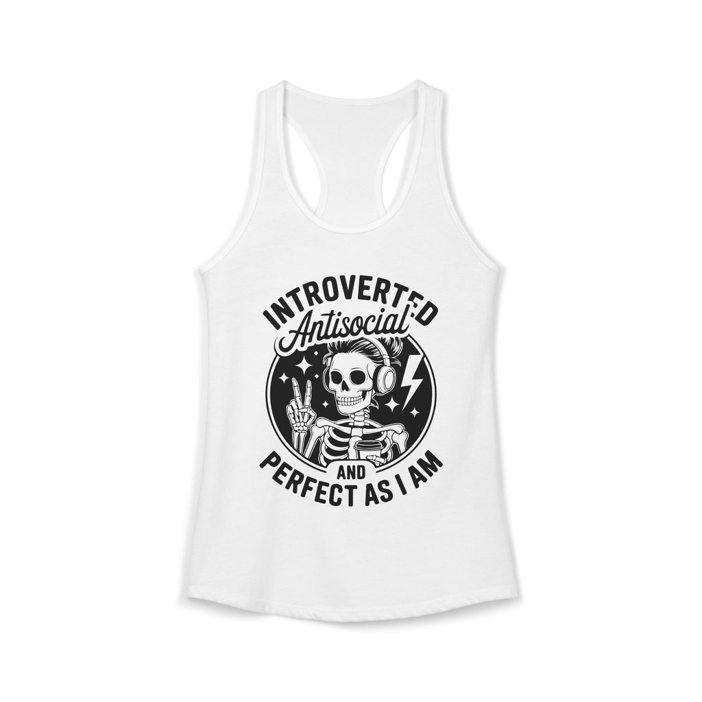 Introverted, Antisocial and Perfect Racerback Tank