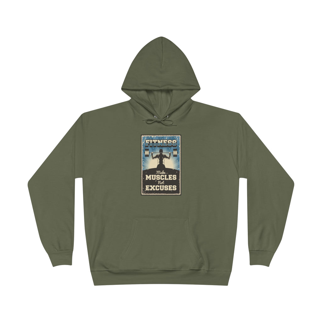 "No Muscles, No Excuses" Vintage Fitness Hoodie