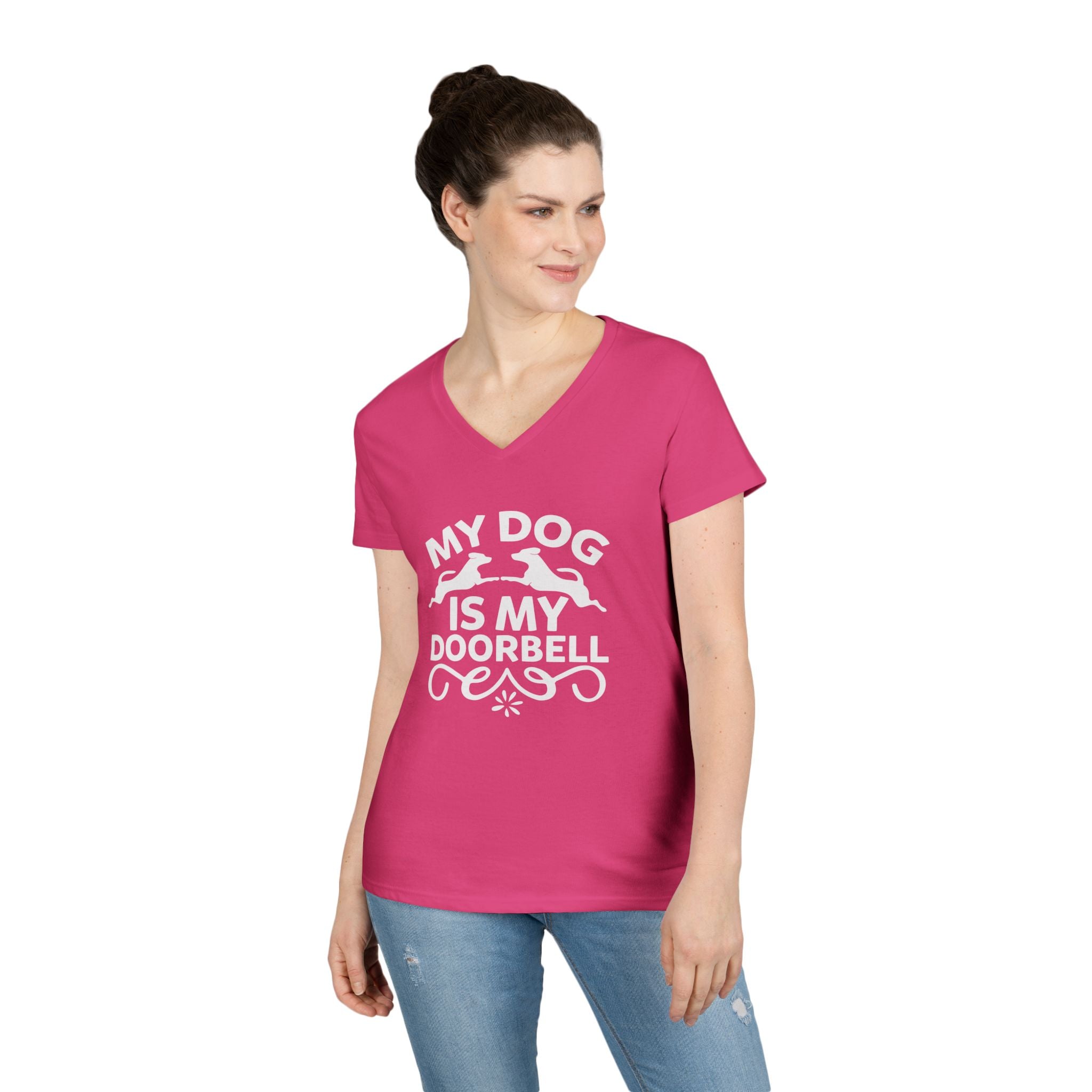 "My Dog Is My Doorbell" Women's V-Neck Tee