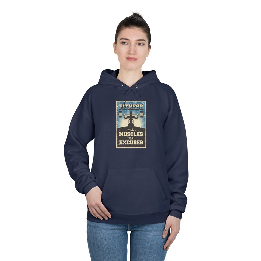"No Muscles, No Excuses" Vintage Fitness Hoodie