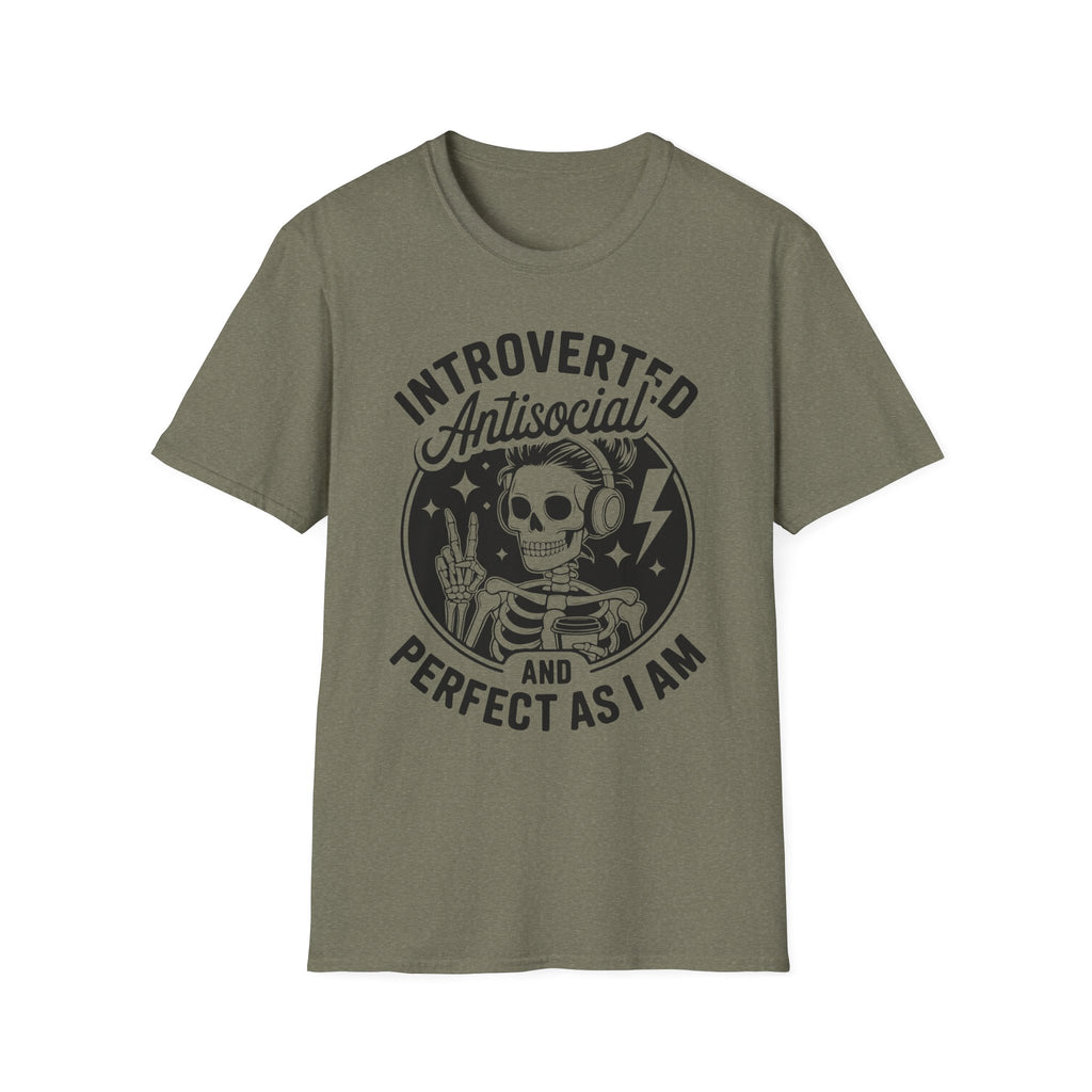 Introverted Antisocial T-Shirt — "Perfect As I Am" Skull Graphic Tee