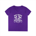 "My Dog Is My Doorbell" Women's V-Neck Tee