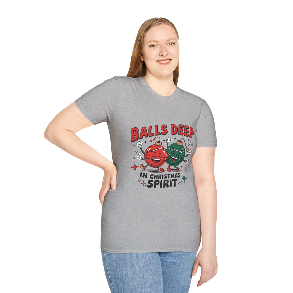 "Balls Deep in Christmas Spirit" Funny Holiday Tee