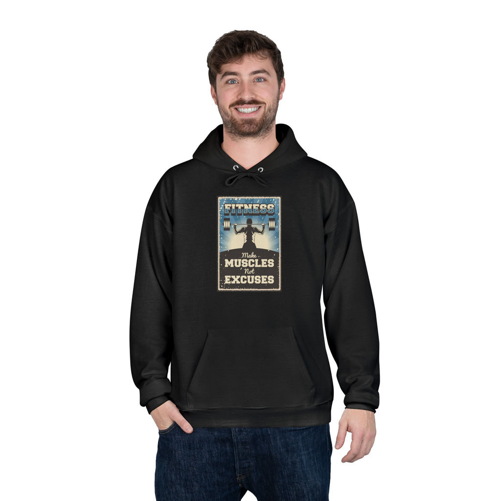 "No Muscles, No Excuses" Vintage Fitness Hoodie