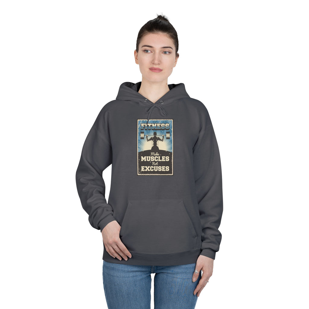 "No Muscles, No Excuses" Vintage Fitness Hoodie