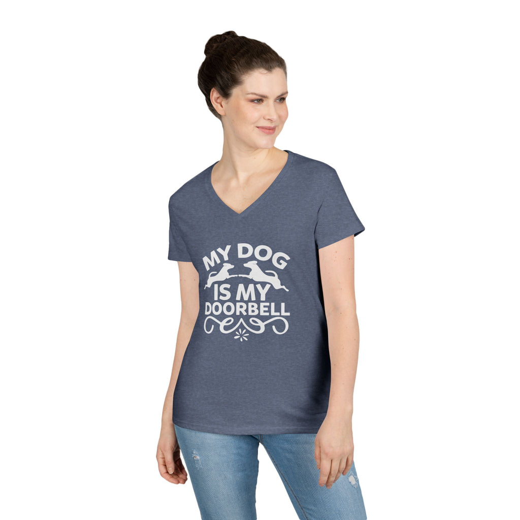 "My Dog Is My Doorbell" Women's V-Neck Tee