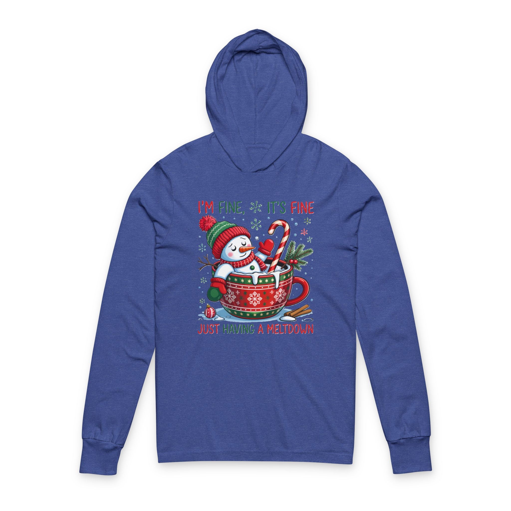 Festive Snowman Meltdown Long Sleeve Tee with Hood